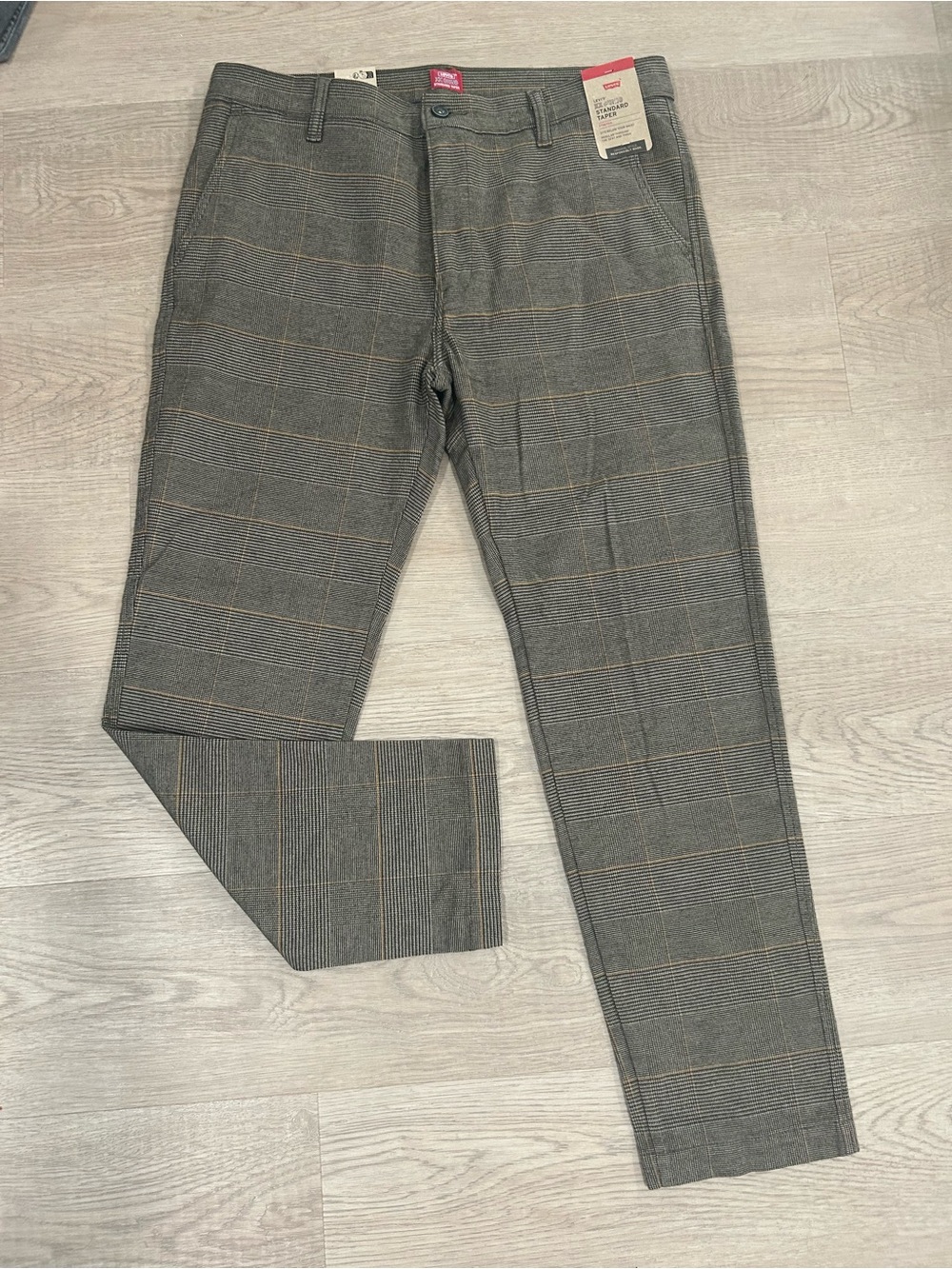 Levi's Gray Glen Plaid Dress Pants with Tan Windowpane NWT
